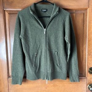 ESTHEME Green 100% Cashmere Full Zip Sweater Size Large